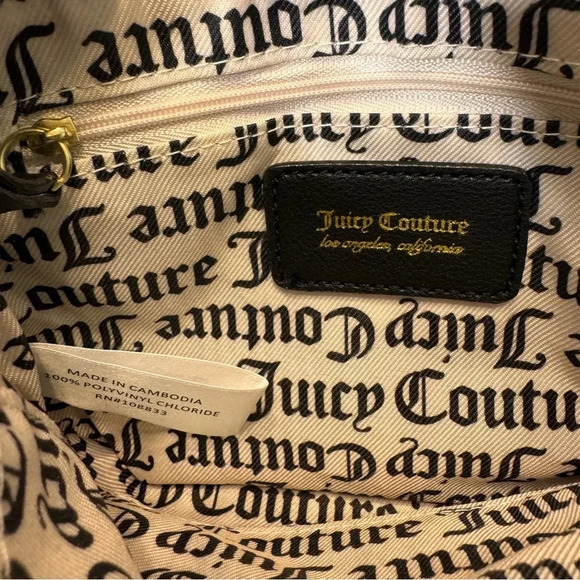 Juicy Couture Peek A Bow crossbody bag Black Gray Gold Tone hardware - Picture 8 of 14